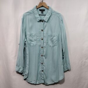 Love & Legend Button Shirt Womens 20 Green Casual Comfy Retro 90s Y2K Casual